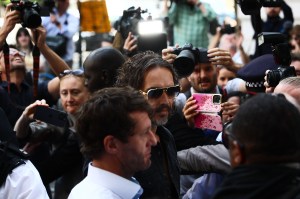 Russell Brand Seen At Westminster Court On Charges Of Rape